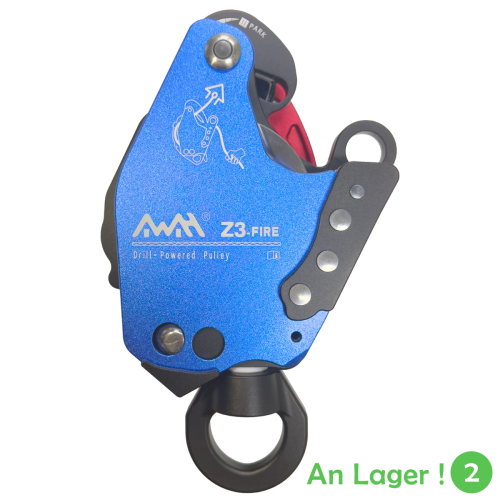 AWAH Z3-FIRE Electric Lifting and Lowering Device for Firefighting Applications with Drill-Powered Pulley