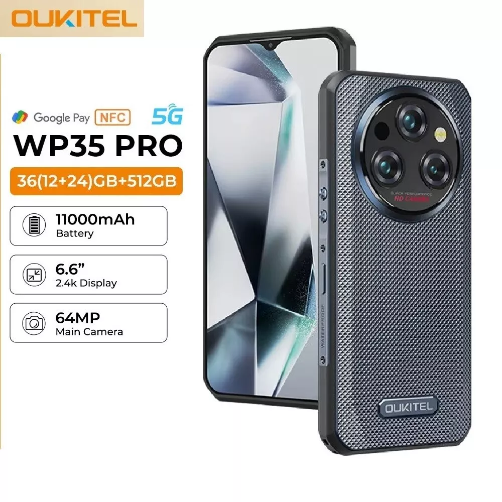 Oukitel WP35 Pro Smartphone 5G robuste 36 Go + 512 Go, 11 000 mAh, Android 14, appareil photo 64 Mpx