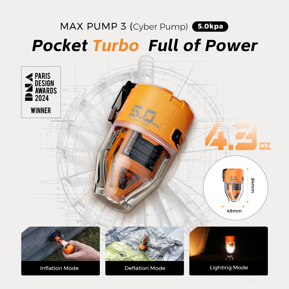FLEXTAIL MAX PUMP 3 – Pompe à air de camping avec lumière