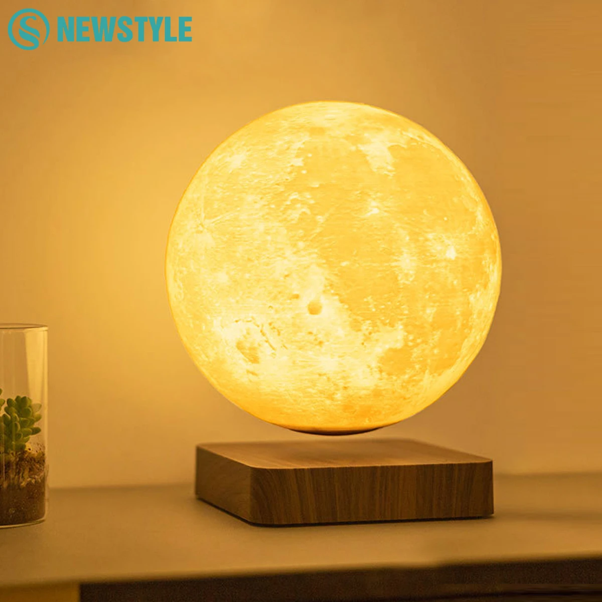 Lampe de nuit flottante en forme de lune, rotation à 360°, magnétique, en lévitation, 3 couleurs