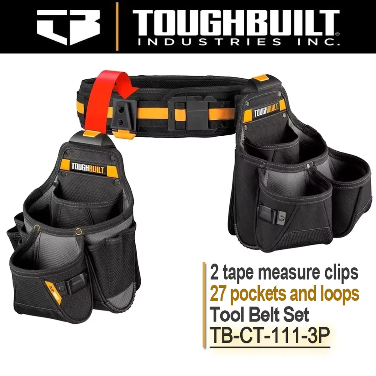 Ensemble de ceintures porte-outils ToughBuilt TB-CT-111-3P ClipTech Craftsman (3 pièces)