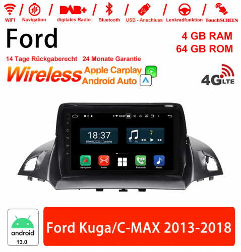 9 pouces Android 13 Autoradio/Multimédia 4Go RAM 64Go ROM Pour Ford Kuga/C-MAX 2013-2018 avec WiFi NAVI Bluetooth USB