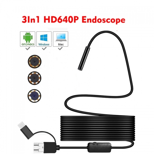 7.0mm Endoscope Caméra HD Flexible IP67 Étanche Mini USB Endoscope 6LED Câble Inspection Endoscope pour Android PC