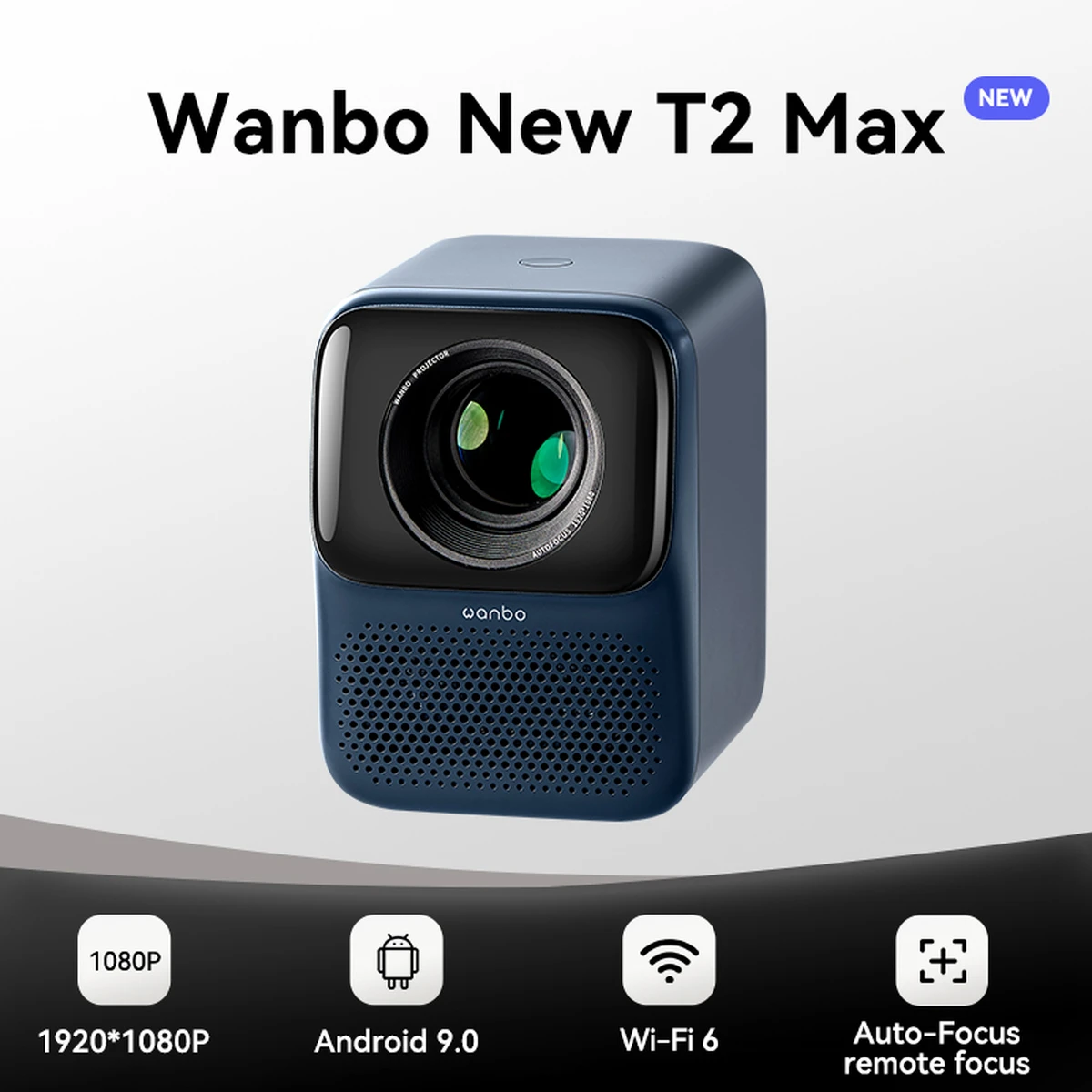 Projecteur WANBO T2 Max 1080p Full HD Android 9.0 Mini Wifi Autofocus 450 Ansi