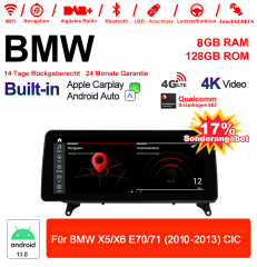 12.3 Zoll Qualcomm Snapdragon 662 8 Core Android 13.0 4G LTE Autoradio / Multimedia USB Carplay Für  BMW X5/X6  E70/71 (2010-2013) CIC Mit WiFi