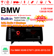 12.3 Zoll Qualcomm Snapdragon 662 8 Core Android 13.0 4G LTE Autoradio / Multimedia USB Carplay Für  BMW X5/X6  E70/71 (2010-2013) CIC Mit WiFi