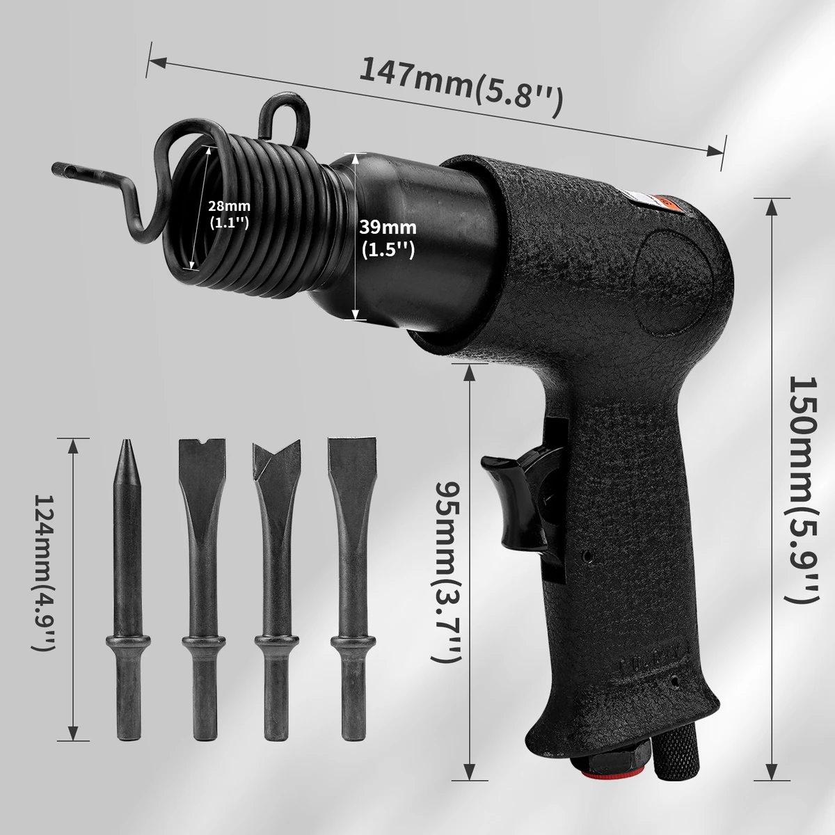 150mm Lufthammer, industrielles Luftschaufel-Set, Mini-Luftmeißel, multifunktionales pneumatisches Werkzeug, Bohrhammer