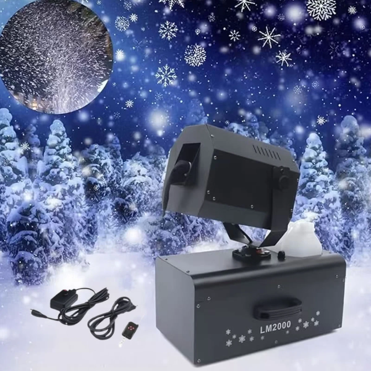 2000W Christmas Snowflake Maker Shaking Snow Machine 360 ​​Degree Moving Head for Party Event Stage