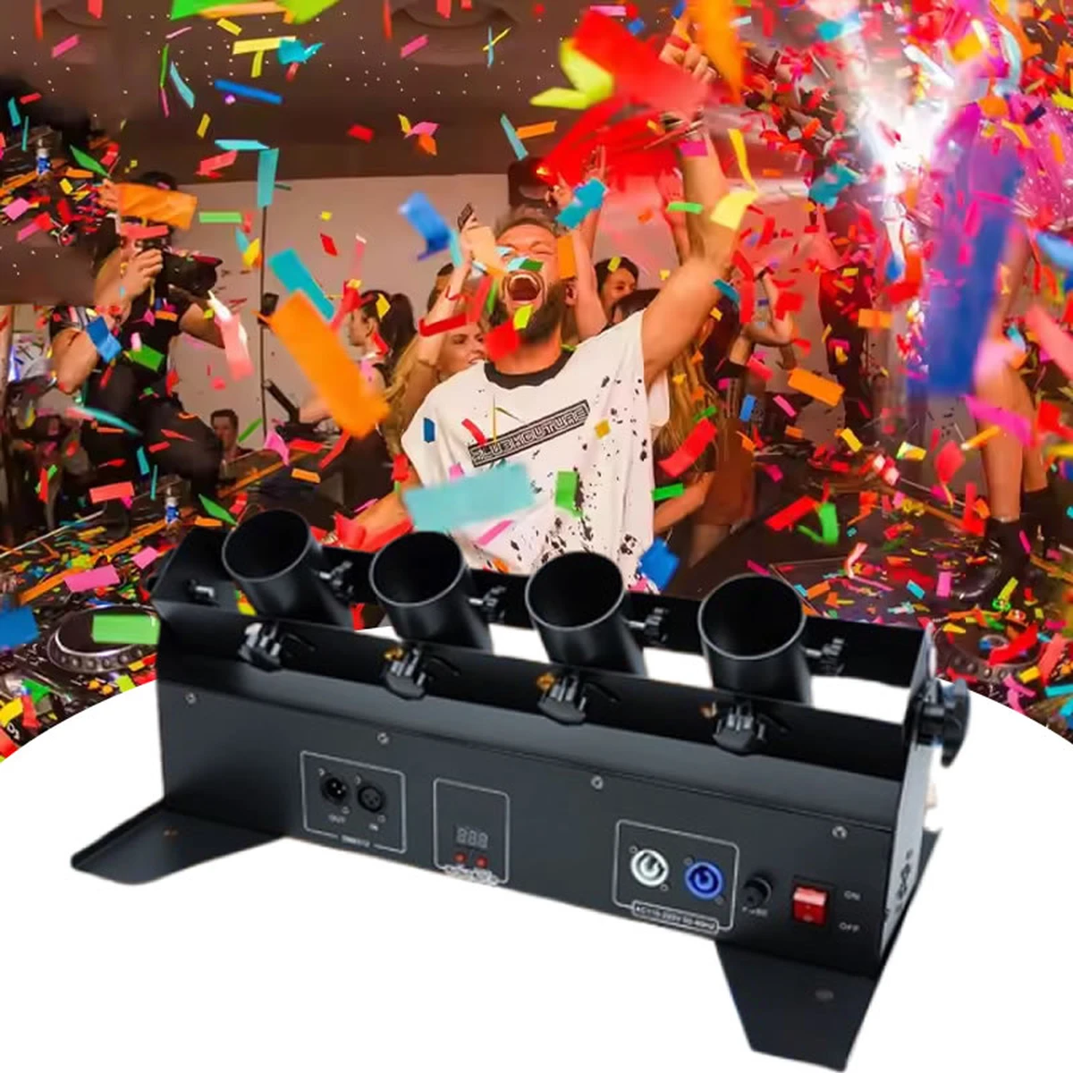 Elektronische Konfetti-Kanonen-Blasmaschine, 150 W, Salute-Pistole, DMX512 für DJ, Disco, Hochzeit