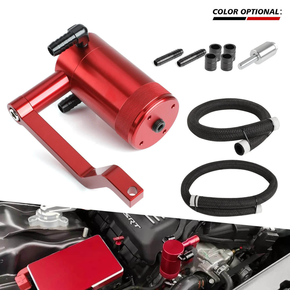 Oil Catch Can Tank 5.7 Hemi Z-Bracket Billet Catch Can for 2007-2012 2011 l Dodge Charger Challenger Chrysler 300