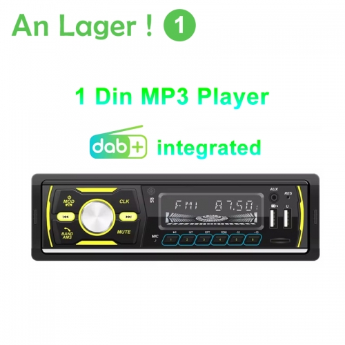 Lecteur multimédia voiture autoradio 1 Din lecteur MP3 intégré DAB RDS AM FM radio stéréo bouton 7 couleurs Bluetooth audio central
