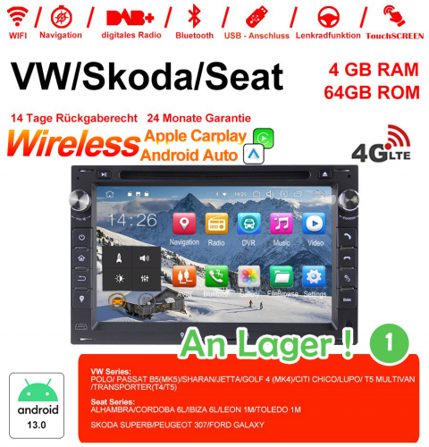 7 pouces Android 13.0 Autoradio / Multimédia 4Go de RAM 64Go de ROM pour VW Golf Bora Passat Mk5 Polo de golf Jetta Seat Peugeot 307 Built-in Carplay