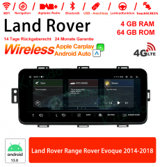 12.3 Inch Qualcomm Snapdragon 668S 8 Core Android 13.0 4G LTE Car Radio 8GB RAM 128GB ROM For Land Rover Range Rover Evoque 2014-2018