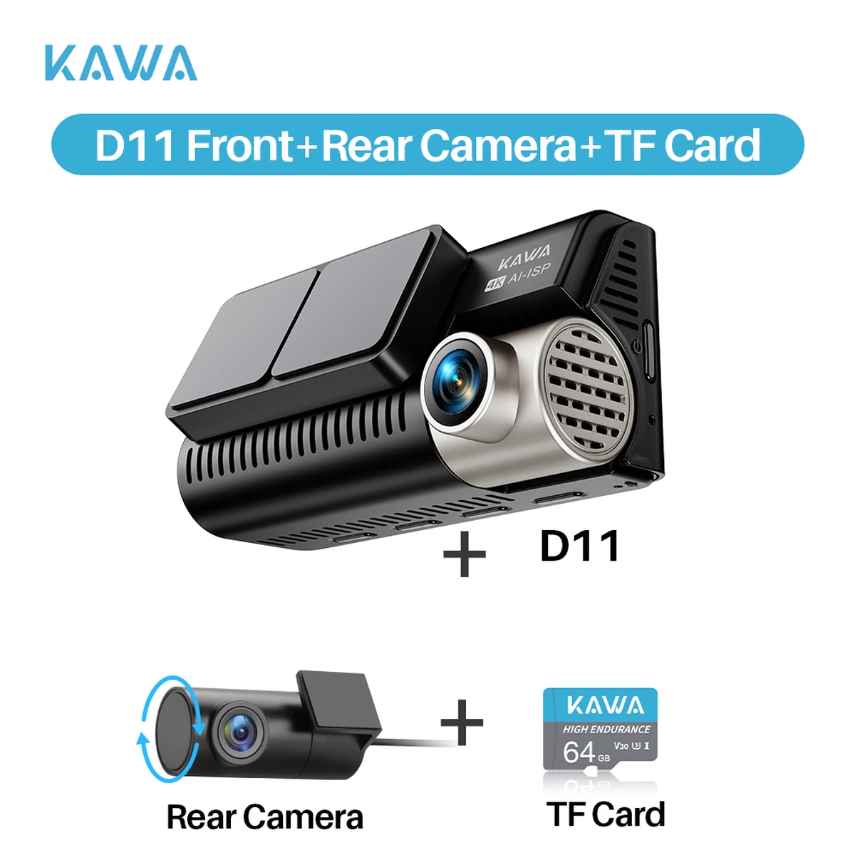 Caméra de tableau de bord avant et arrière 4K WiFi DVR GPS enregistreur vidéo AI-ISP Vision nocturne couleur