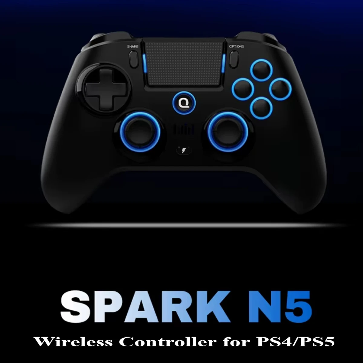 Manette sans fil QRD Spark N5 pour PS5 PS4 PS3 IOS Android PC Hall 8 lumières LED de couleur Effet de vibration
