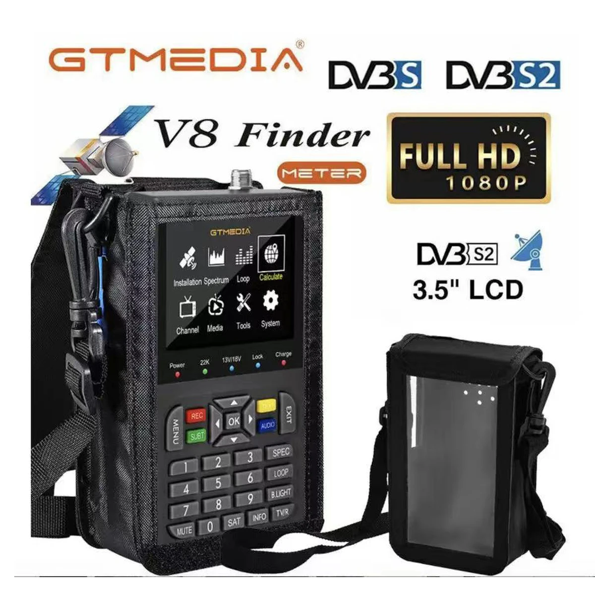 Détecteur de satellite V8 Finder2+Bag DVB-S/S2/S2X 1080P, écran LCD TFT haute définition 3,5 pouces, H.264, par rapport au WS-6933