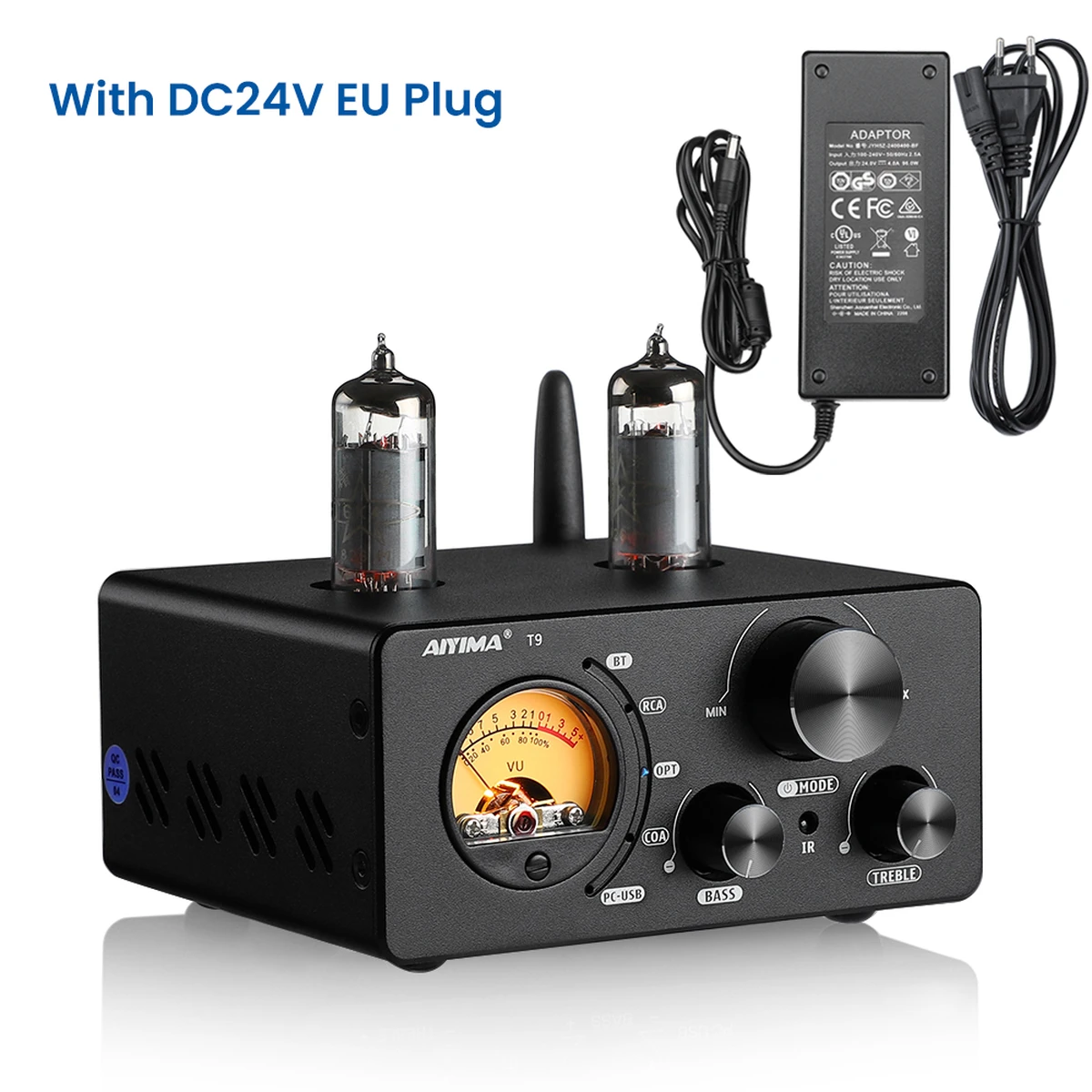 Amplificateur à tube à vide Audio T9 HiFi Bluetooth 5.0 USB DAC Amplificateur stéréo coaxial