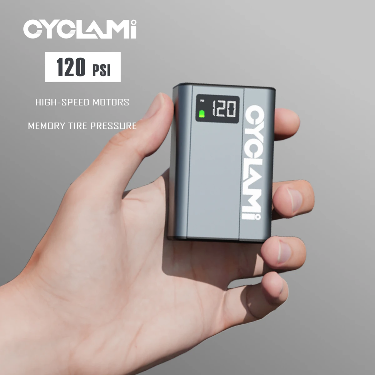 Pompe à air électrique ultralégère pour vélo CYCLAMI E1 120 psi pour VTT, vélo de route, moto, alliage d'aluminium