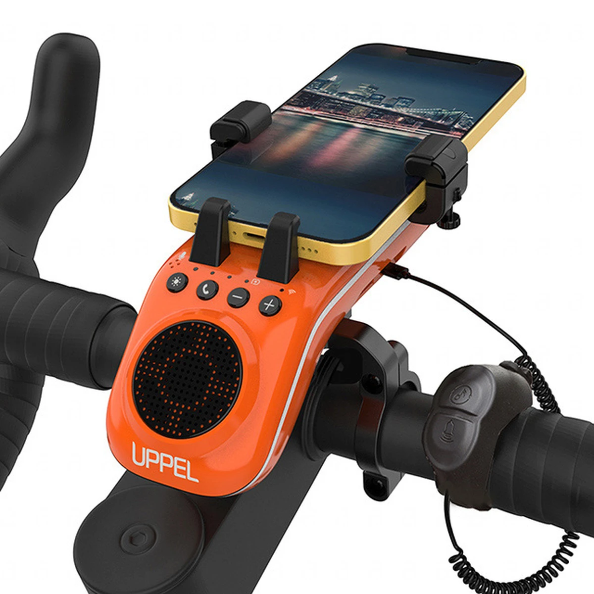 Éclairage de vélo 10 en 1, lampe frontale rechargeable 5 000 mAh, support de téléphone pour vélo avec haut-parleur Bluetooth