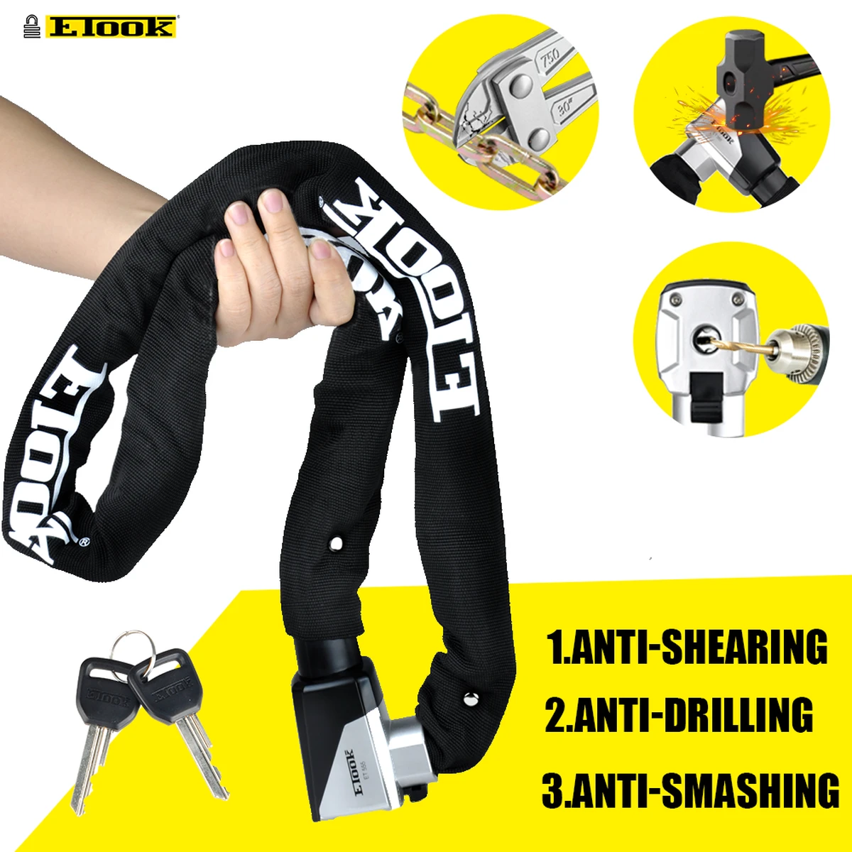 Antivol de vélo VTT, antivol de vélo de route, protection antivol, sécurité robuste, antivol à chaîne