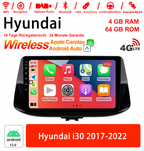 9 pouces Android 13.0 Autoradio / multimédia 4Go de RAM 64Go de ROM pour Hyundai i30 2017-2022