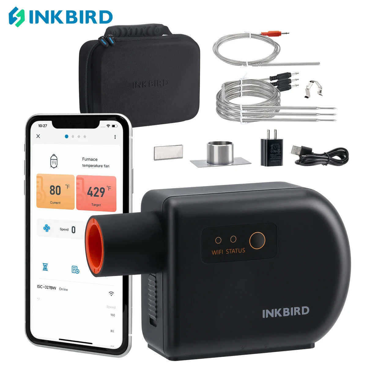 Contrôleur de ventilateur de fumoir automatique Inkbird ISC-027BW Wi-Fi Bluetooth régulateur de température de barbecue pour Kamado Joe, Primo