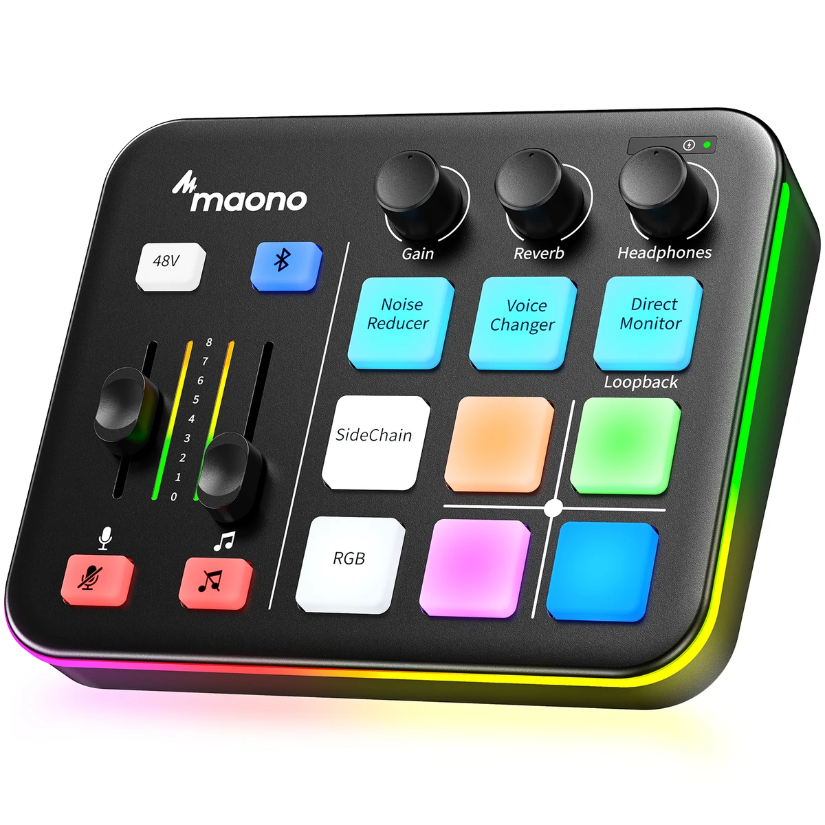 Mixeur audio de jeu Maono G1 Neo, effets sonores personnalisés Streaming RVB avec interface audio microphone XLR