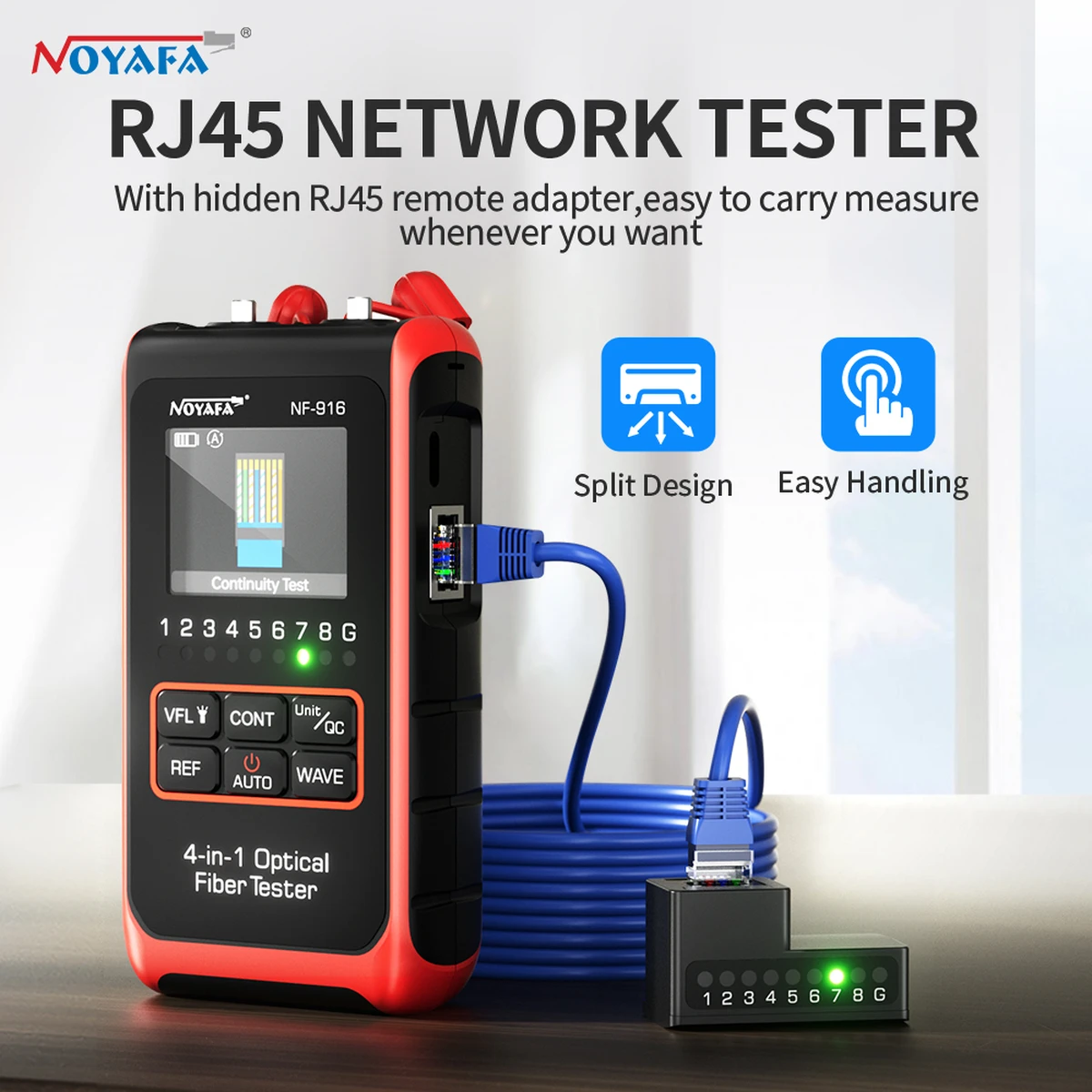 Noyafa NF-916 wattmètre à fibre optique 4 en 1, localisateur visuel de défauts VFL REF FC SC ST RJ45, testeur de câbles à fibre optique, outils réseau
