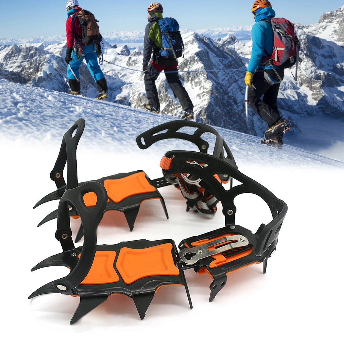 Crampons à neige et glace à 12 dents, antidérapants, couvre-chaussures, crampons en acier inoxydable