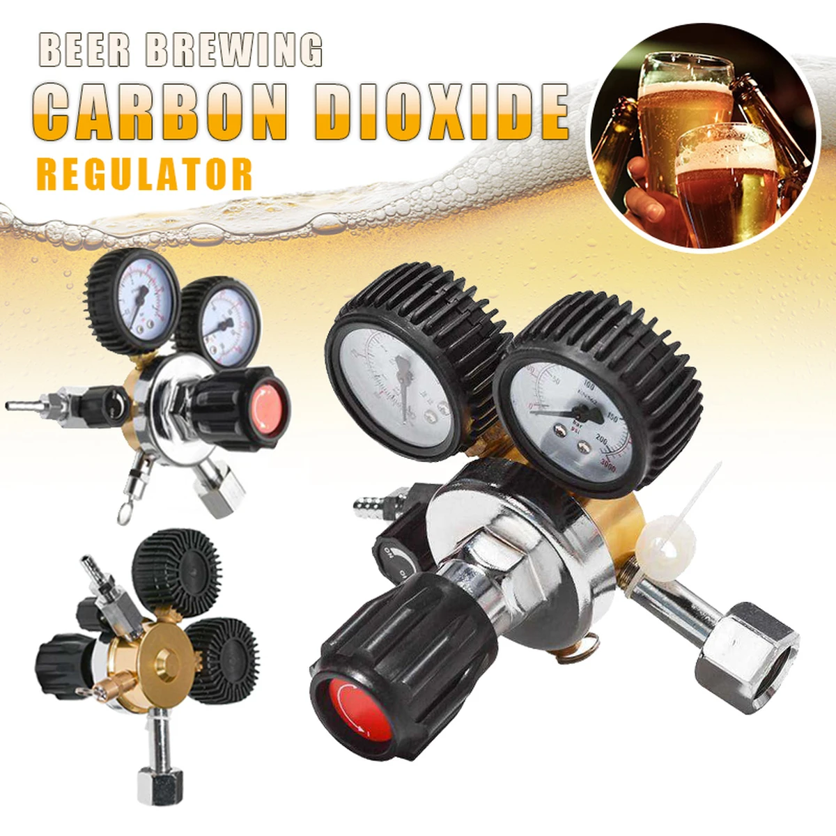 Régulateur de bouteille de gaz CO2, détendeur de dioxyde de carbone, détendeur de CO2 pour boissons, bière, régulateur de mesure double W21.8