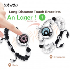 TOTWOO Bracelets tactiles longue distance pour couples, bracelets vibrants et lumineux pour couples, cadeaux de relation longue distance