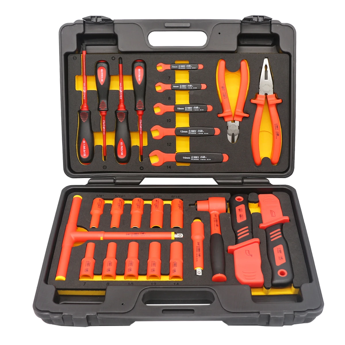 Coffret d'outils d'isolation VDE 27 pièces 1000 V – Outils d'électricien pour les nouvelles énergies et la réparation des véhicules électriques