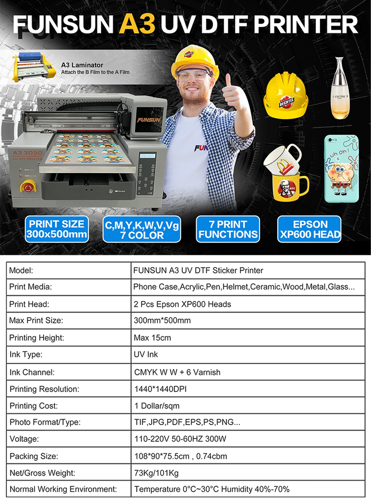 Funsun A3 UV DTF Printer 