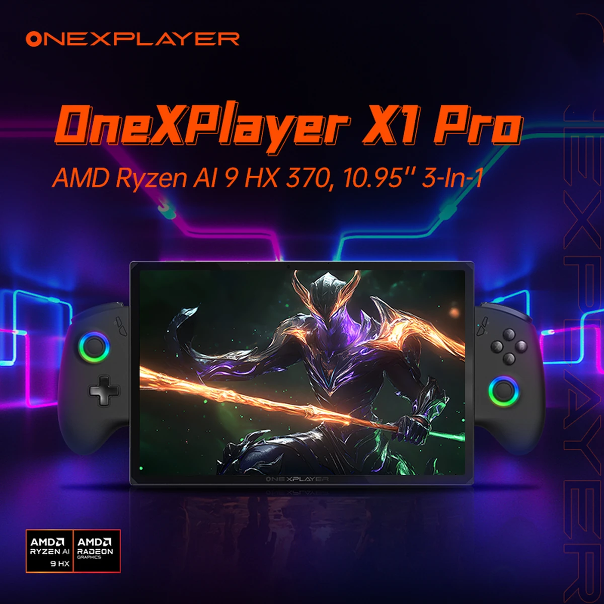 OneXPlayer X1 Pro – Ordinateur portable de jeu 4K 10,95" sous Windows 11 avec processeur AMD Ryzen™ AI 9 HX370