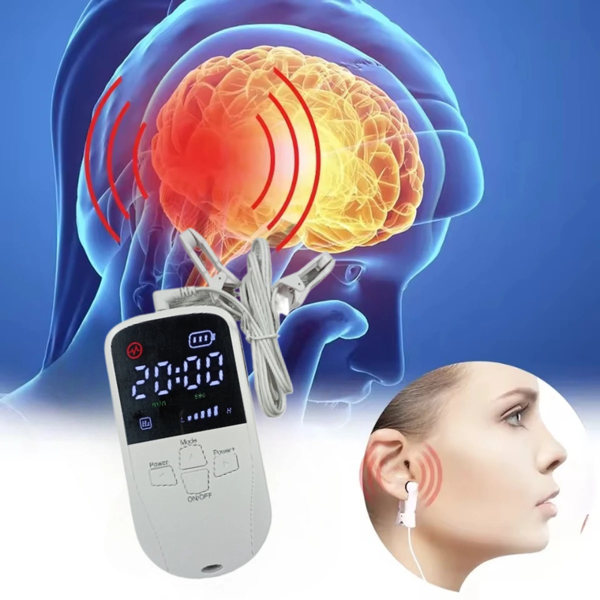 Dispositif d'aide au sommeil à clip auriculaire pour la stimulation des nerfs vaginaux, soulage l'insomnie et favorise un endormissement rapide.