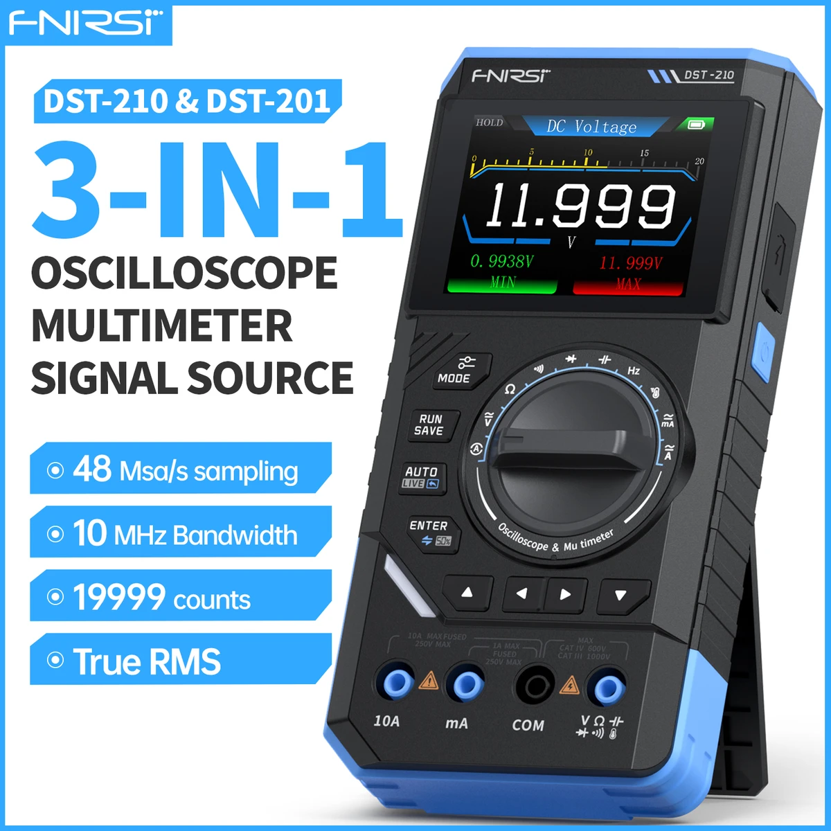 FNIRSI DST-210 DST-201 Multimètre numérique 3 en 1 Oscilloscope Source de signal 19999 points