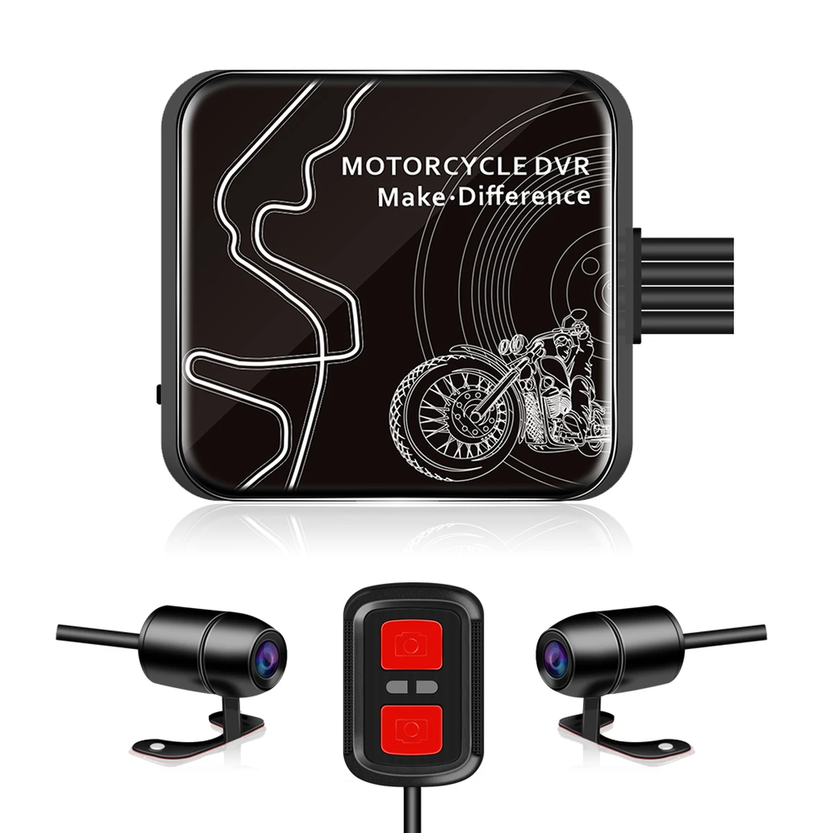 Caméra d'action double DVR pour moto SYS VSYS 1080p avec rétroviseurs avant et arrière étanches