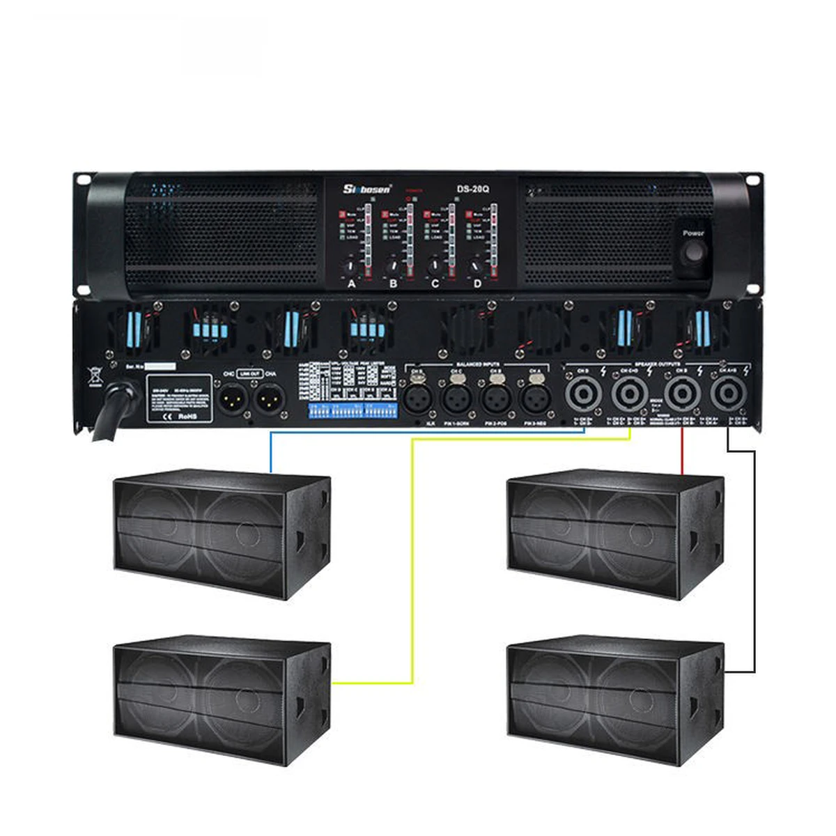 Kondensator-Upgrade DS-20Q 4-Kanal 16000 Watt Professional Leistungs verstärker für 18 Zoll Subwoofer
