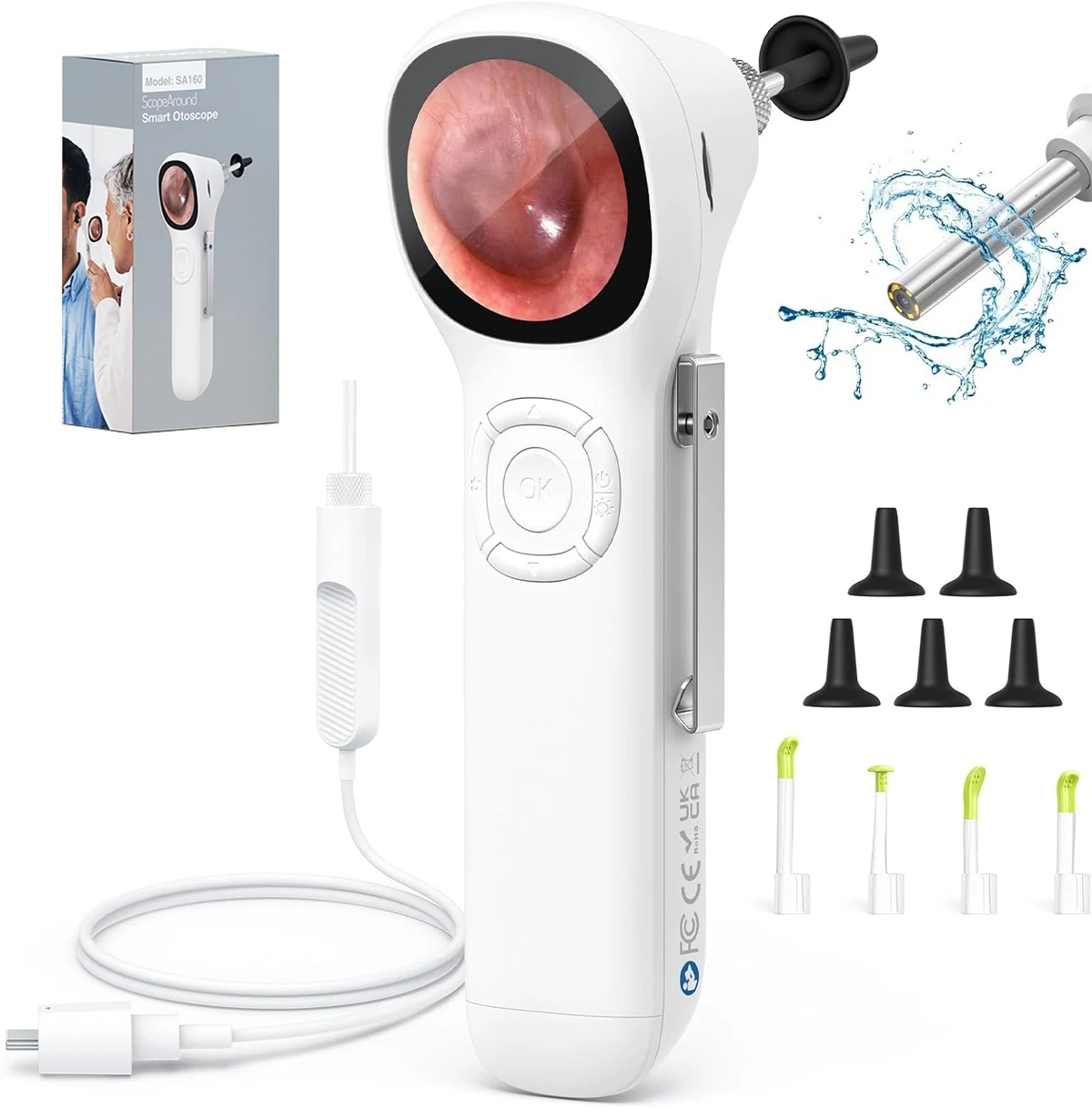 Otoscope numérique avec écran IPS, caméra auriculaire intelligente HD 720p