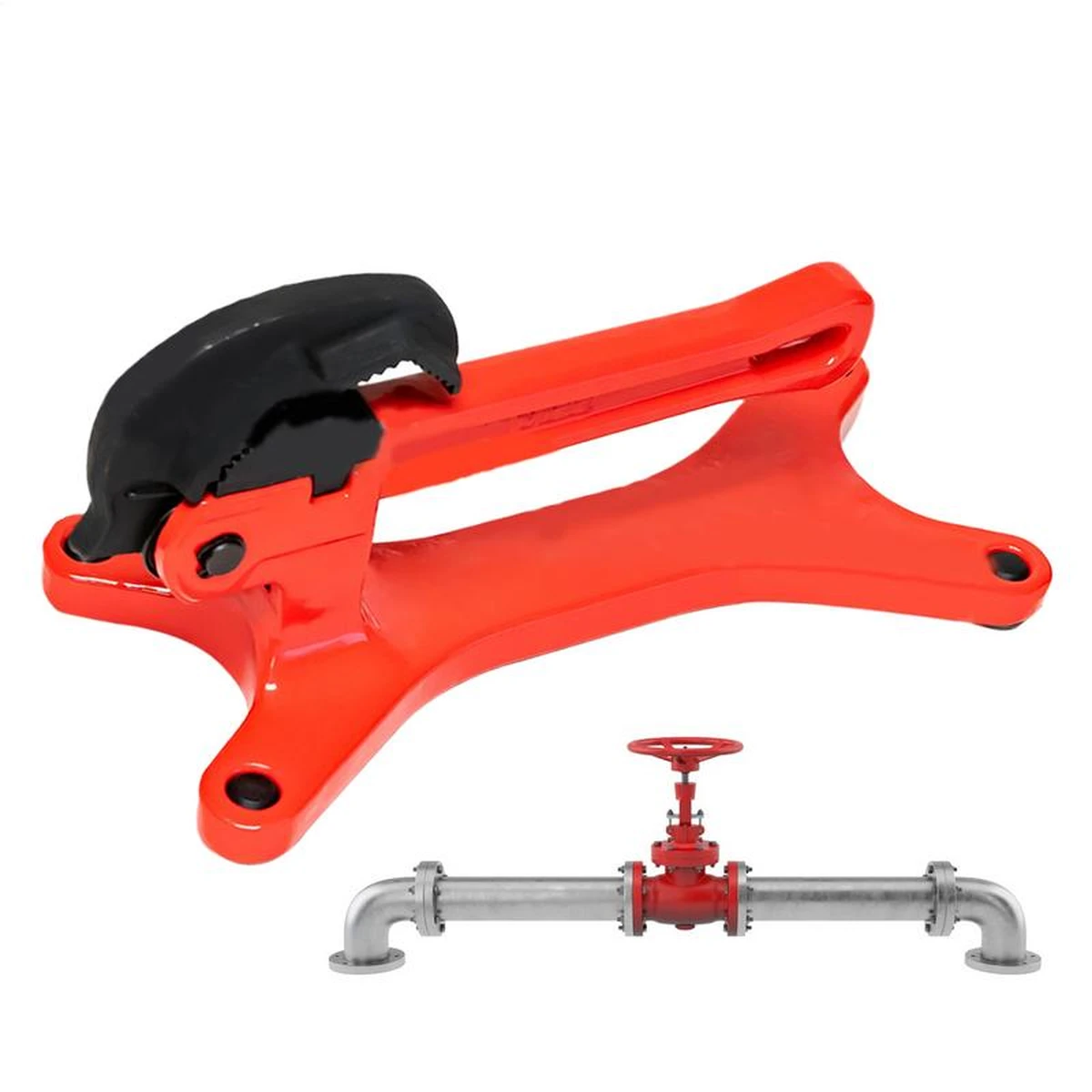 Manual aluminum pipe clamp, spring-loaded clamping jaws, stable base, portable pipe vise for pipe and pipeline assembly