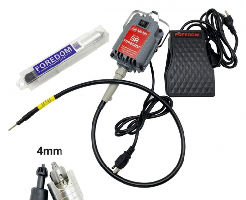 Ensemble moteur rotatif suspendu à arbre flexible SR Grinder avec pédale 4 mm – Outil de polissage de bijoux, de gravure sur pierre et dentaire