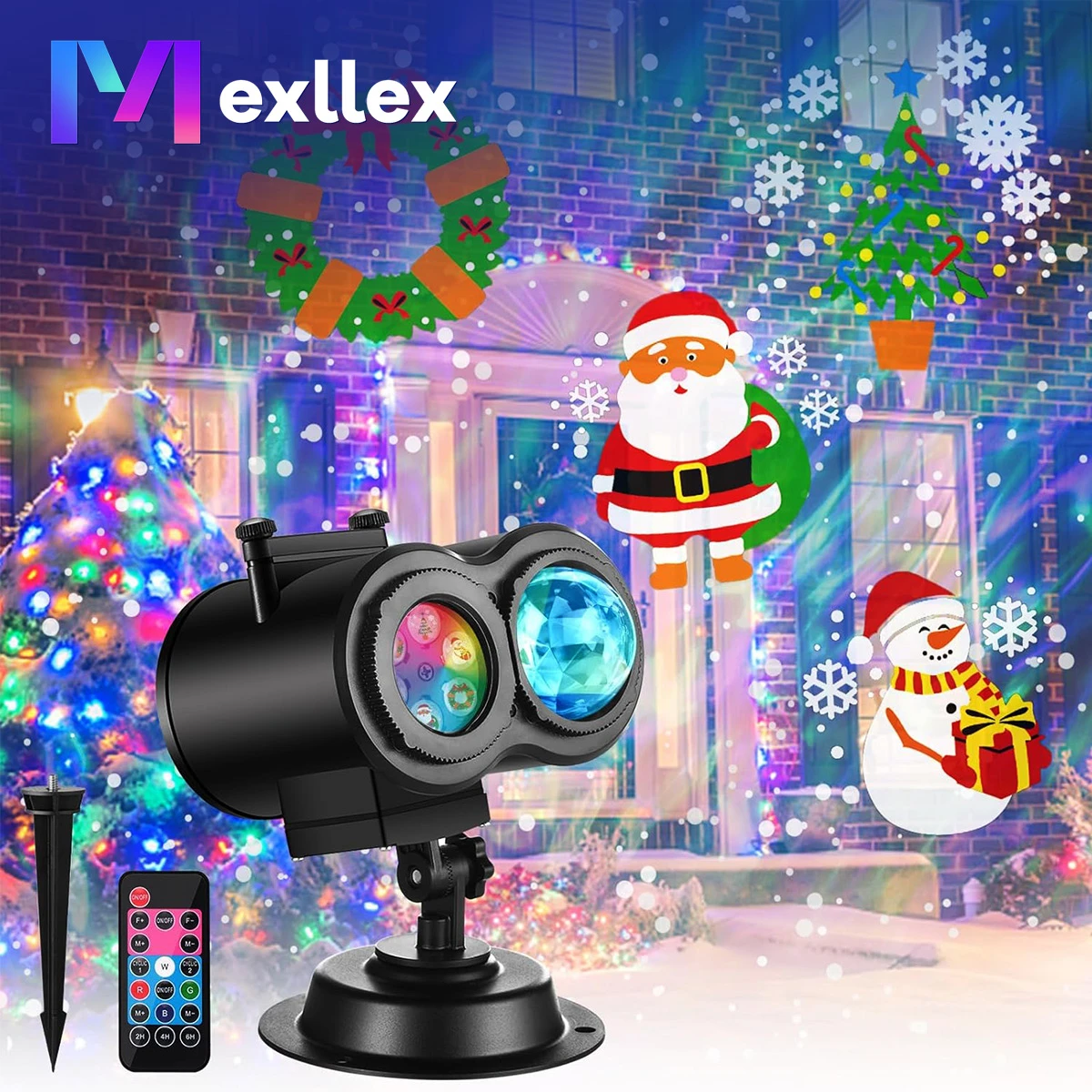 Projecteur lumineux d'extérieur pour Halloween et Noël, 16 diapositives HD, lampe à vagues 2 en 1 avec motifs colorés