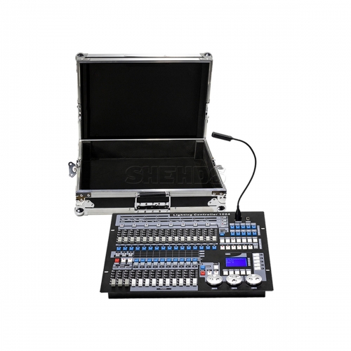 Console de contrôle DJ 1024 avec flight case DMX 512 pour projecteurs LED mobiles et effets d'éclairage de scène disco