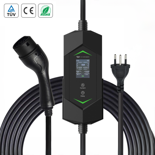 Tragbares EV Ladegerät Typ 2 | 3,5–22 kW | LCD | 6–32A | IP65 | TÜV/CE