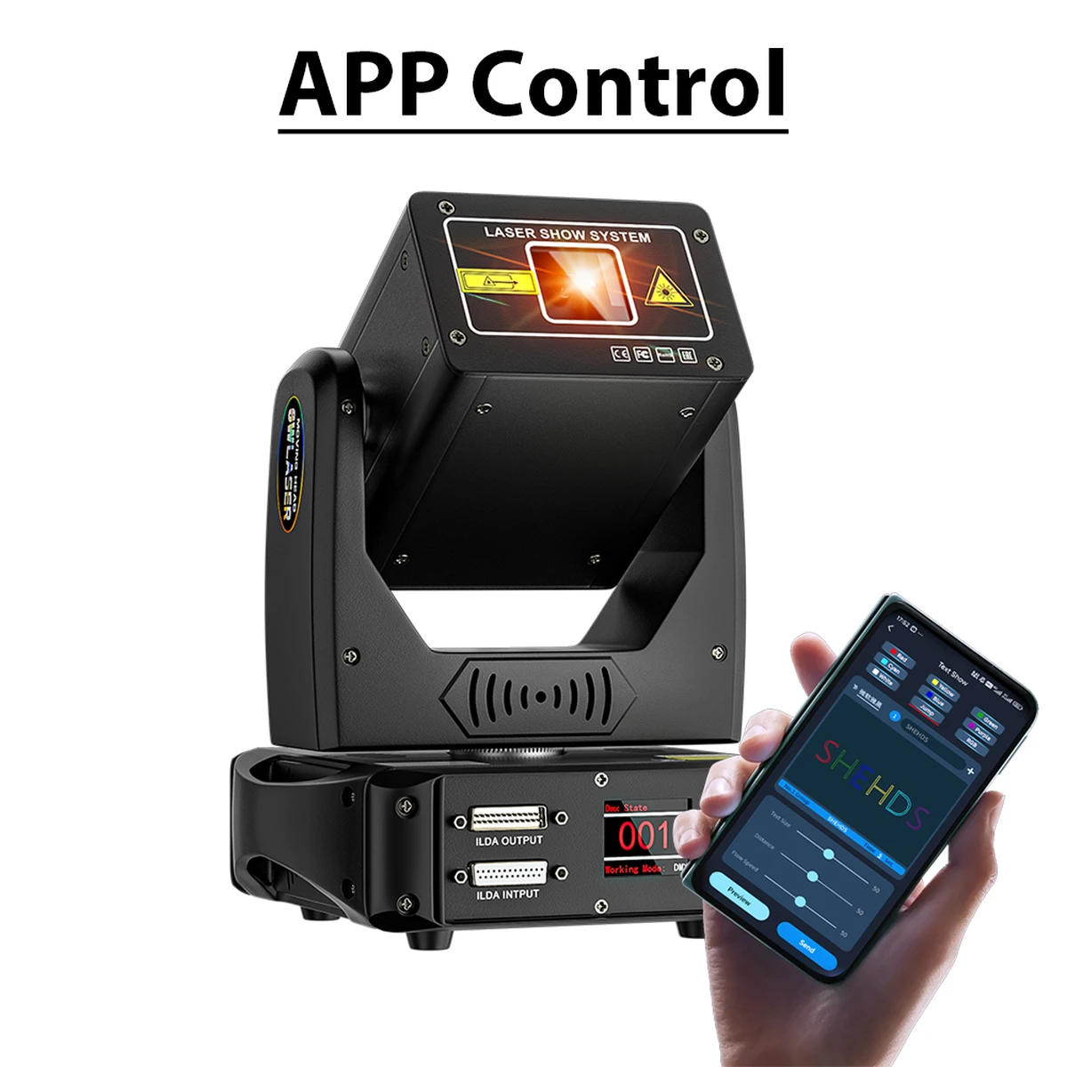 6W RGB Moving Head Laser RJ45 ILDA DMX512 Animation Scanner APP Steuerung