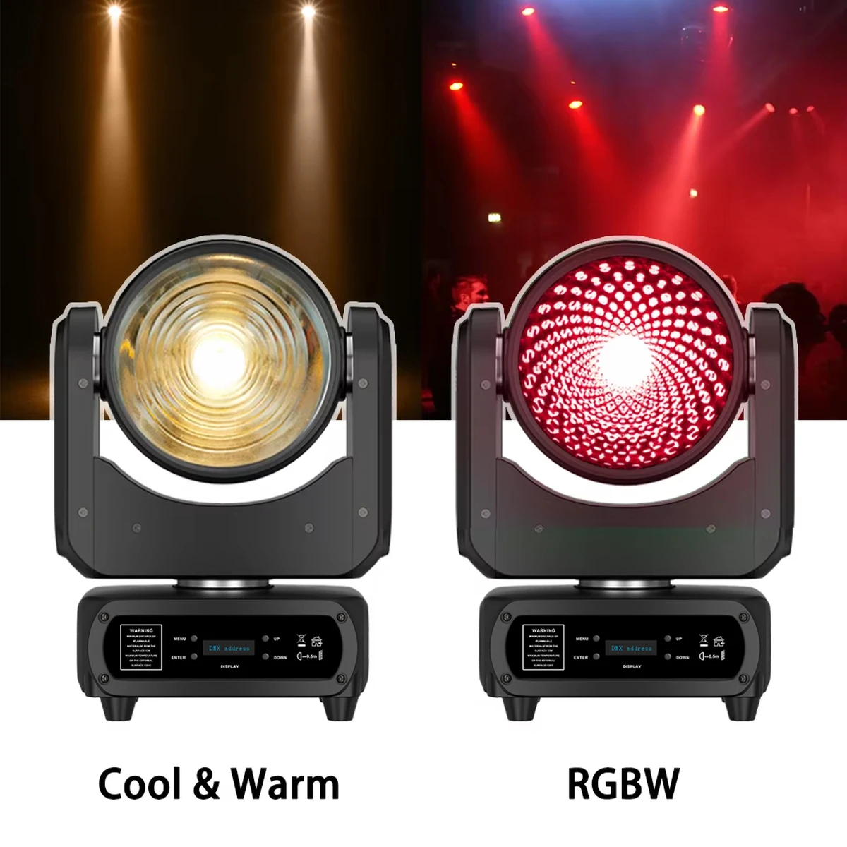 Projecteur LED à tête mobile 120 W, blanc froid et chaud, RGBW 4 en 1, projecteur DJ Wash