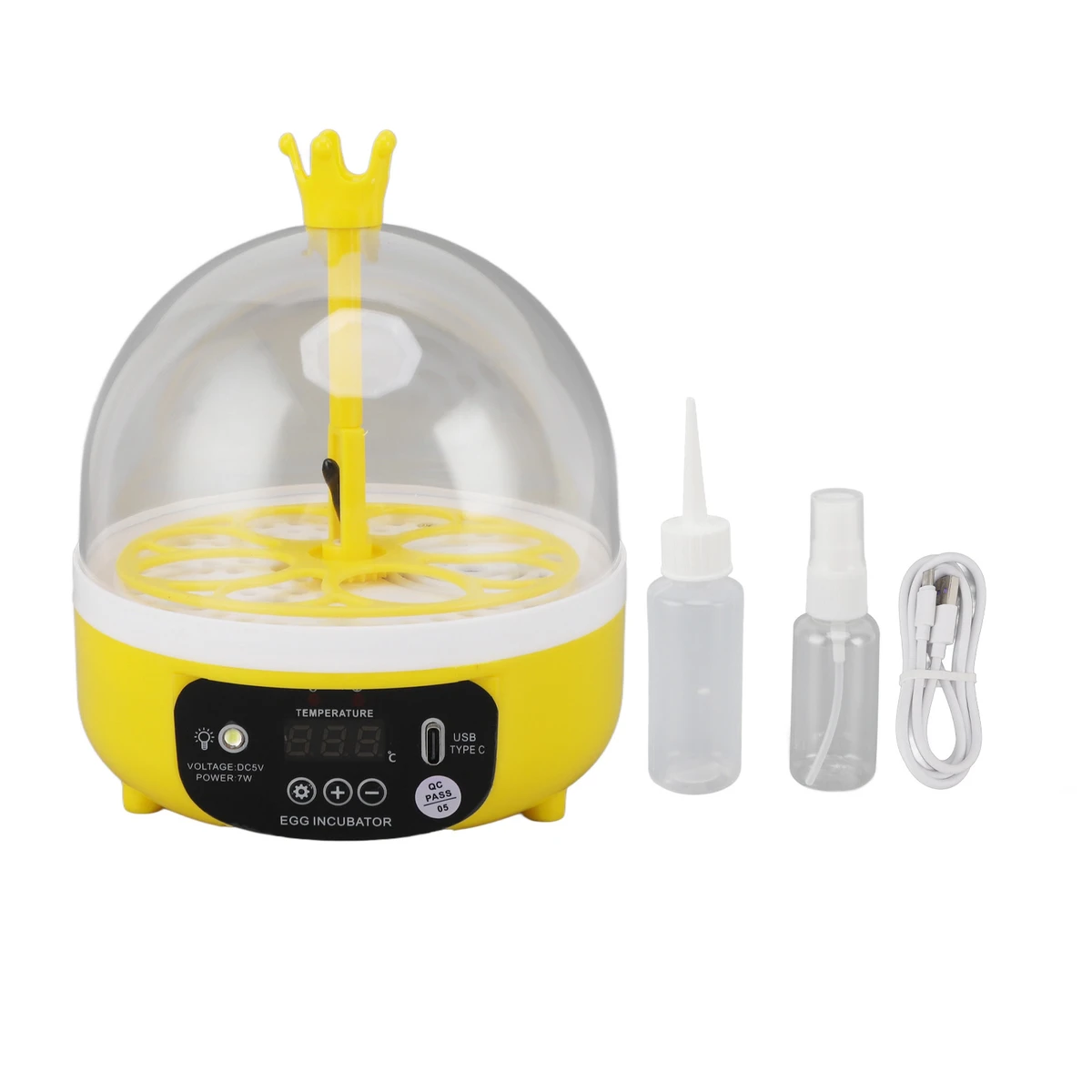 Mini poultry incubator, automatic temperature and humidity control, egg incubator, 4 eggs with insulating foam
