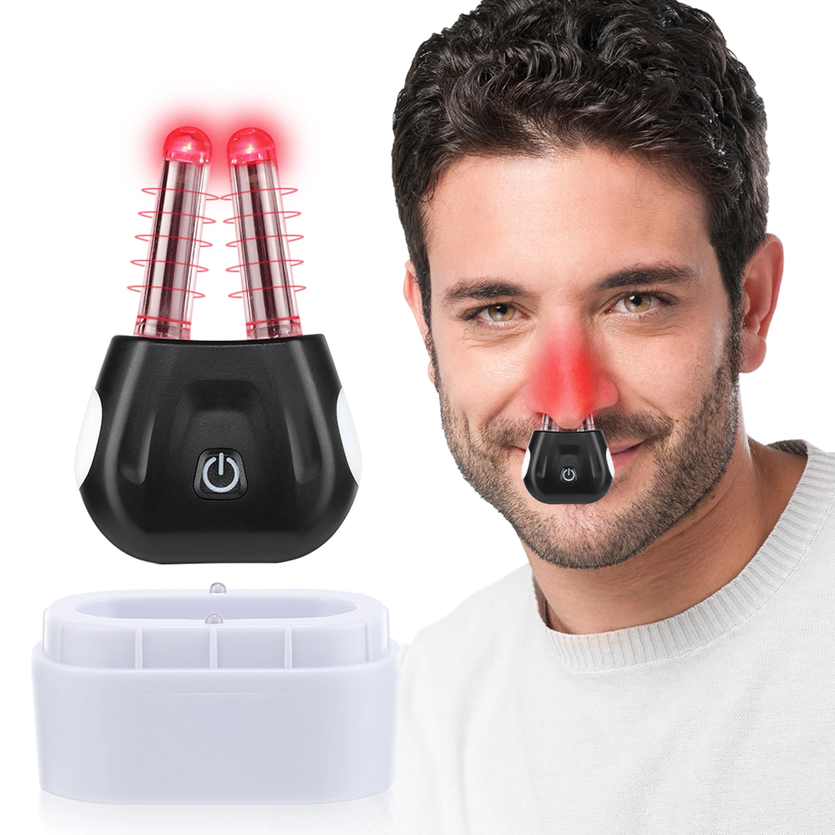 Portable rechargeable red light nasal therapy device – Relieves itching, blocked and runny nose