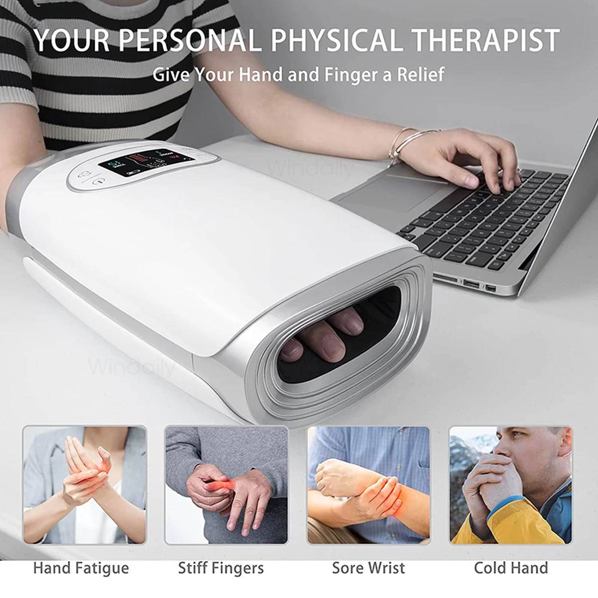 Appareil de massage électrique sans fil portatif, compression de chaleur et d'air, spa, relaxation, soulagement de la douleur