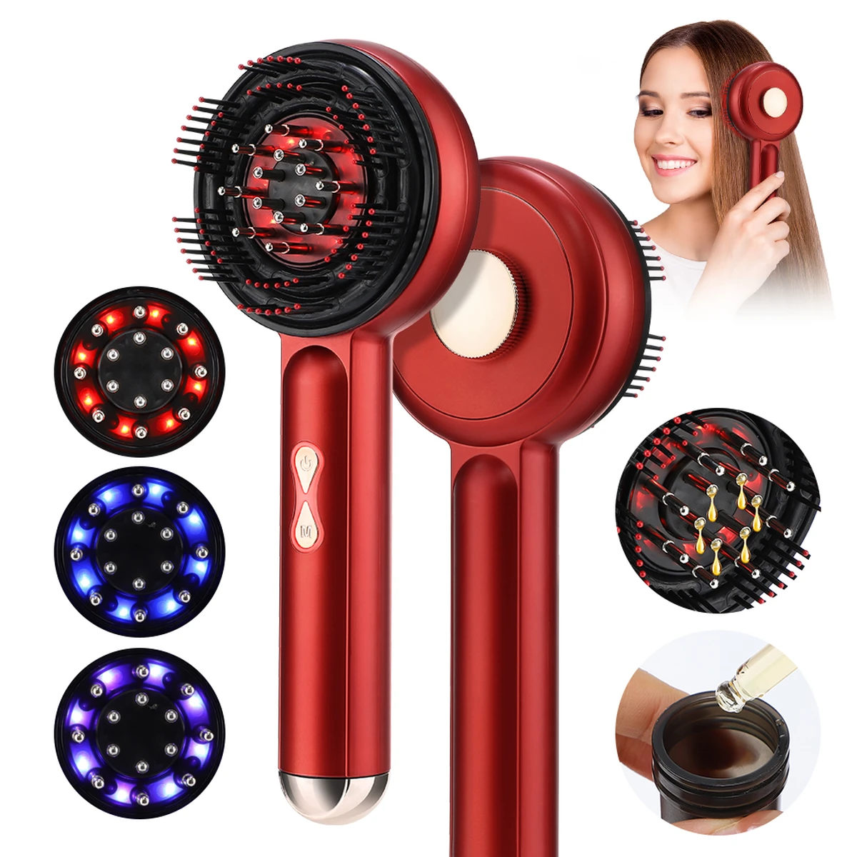 Brosse de massage électrique pour le cuir chevelu, thérapie par la lumière rouge, peigne de massage pour la croissance des cheveux